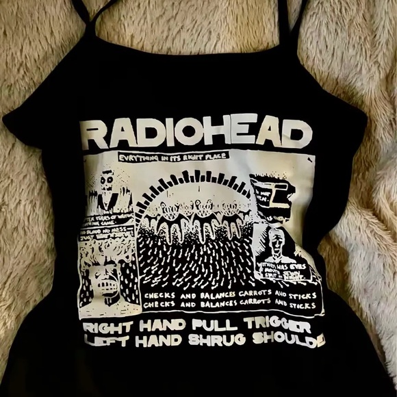 Radiohead Band Tee Shirt Aesthetic Crop Top Radio Head Baby Tee Shirt - Picture 2 of 2